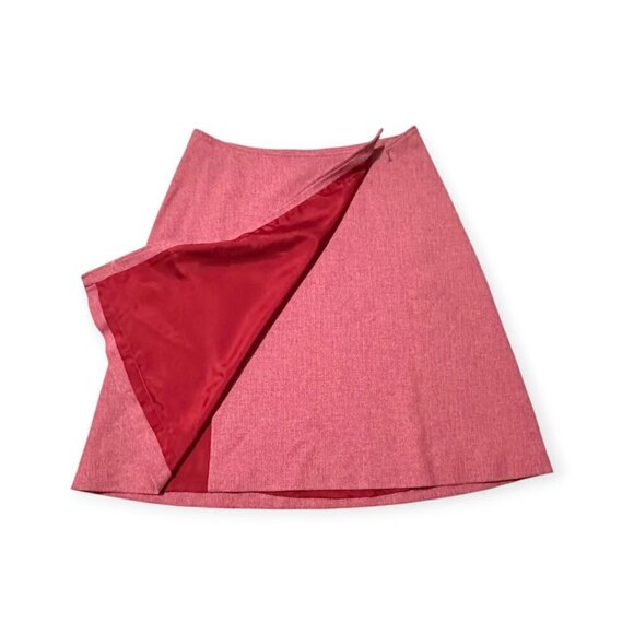 Pink Herringbone tweed wool wrap skirt, Tailored made, Size Large - Picture 5 of 10